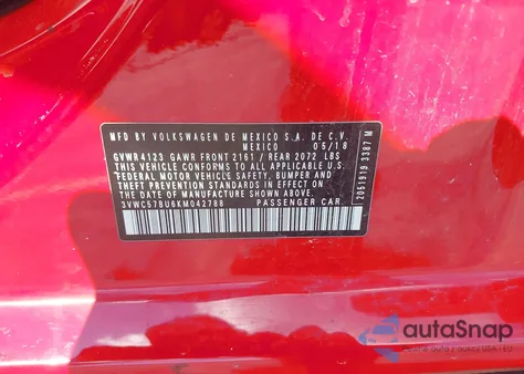 2019 Volkswagen Jetta 1.4T R-Line/1.4T S/1.4T Se from USA, damaged, VIN 3VWC57BU6KM042788